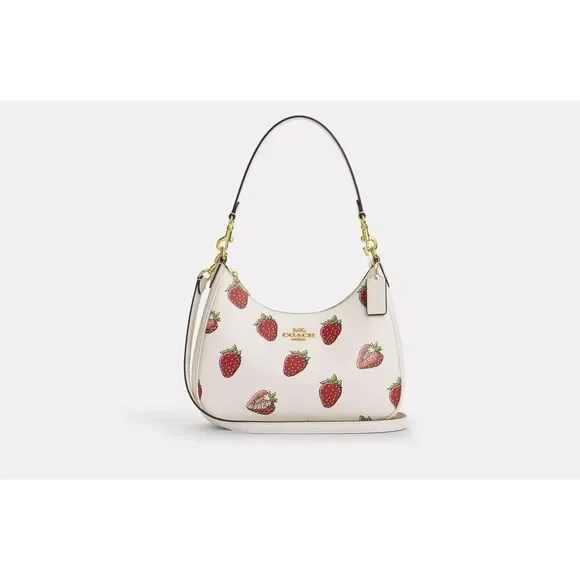NWT Coach CAL67 Teri Hobo Bag With Strawberry Print Gold/Chalk - Picture 6 of 7